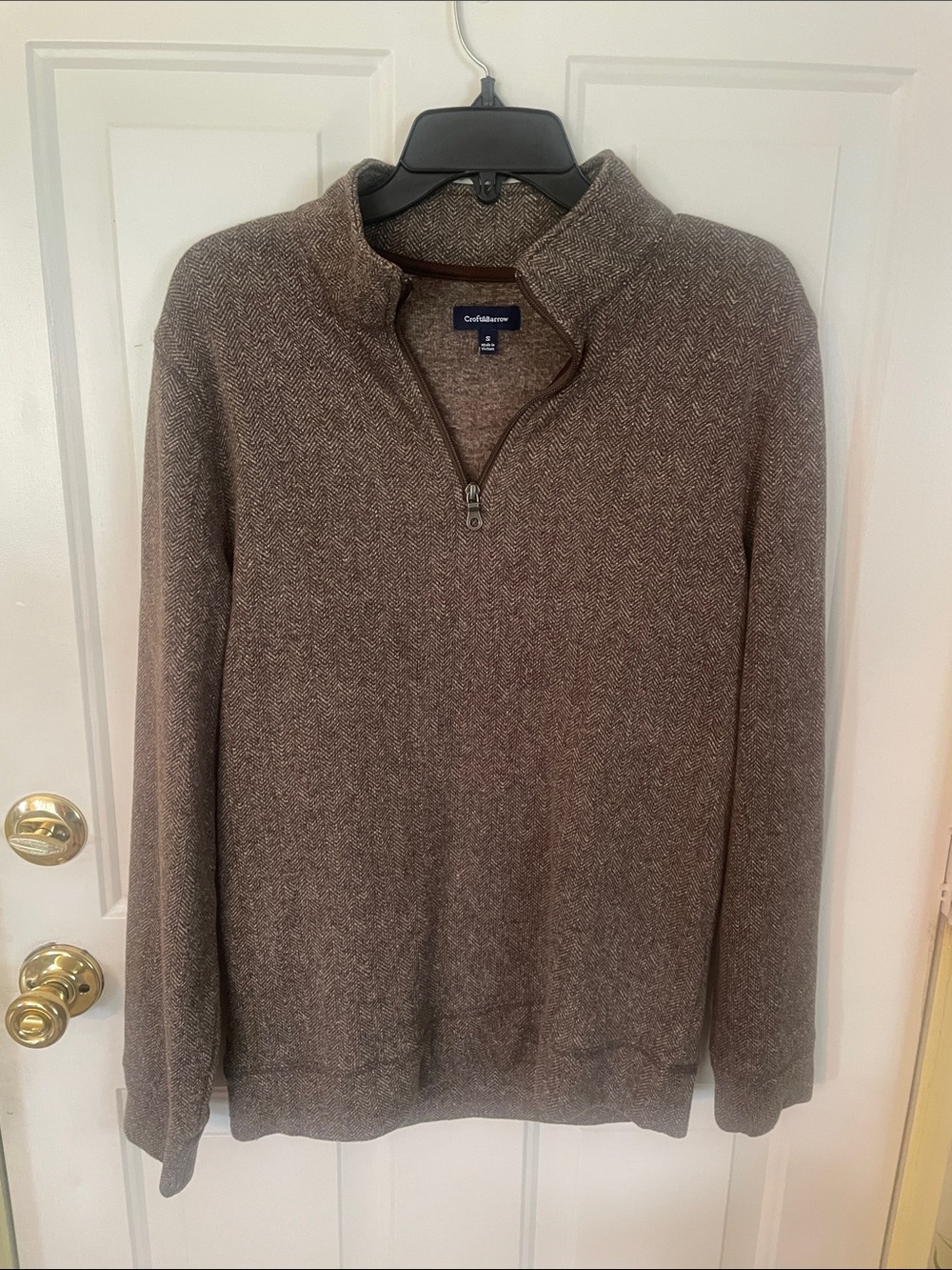 croft & barrow Brown Herringbone Quarter-Zip Sweater